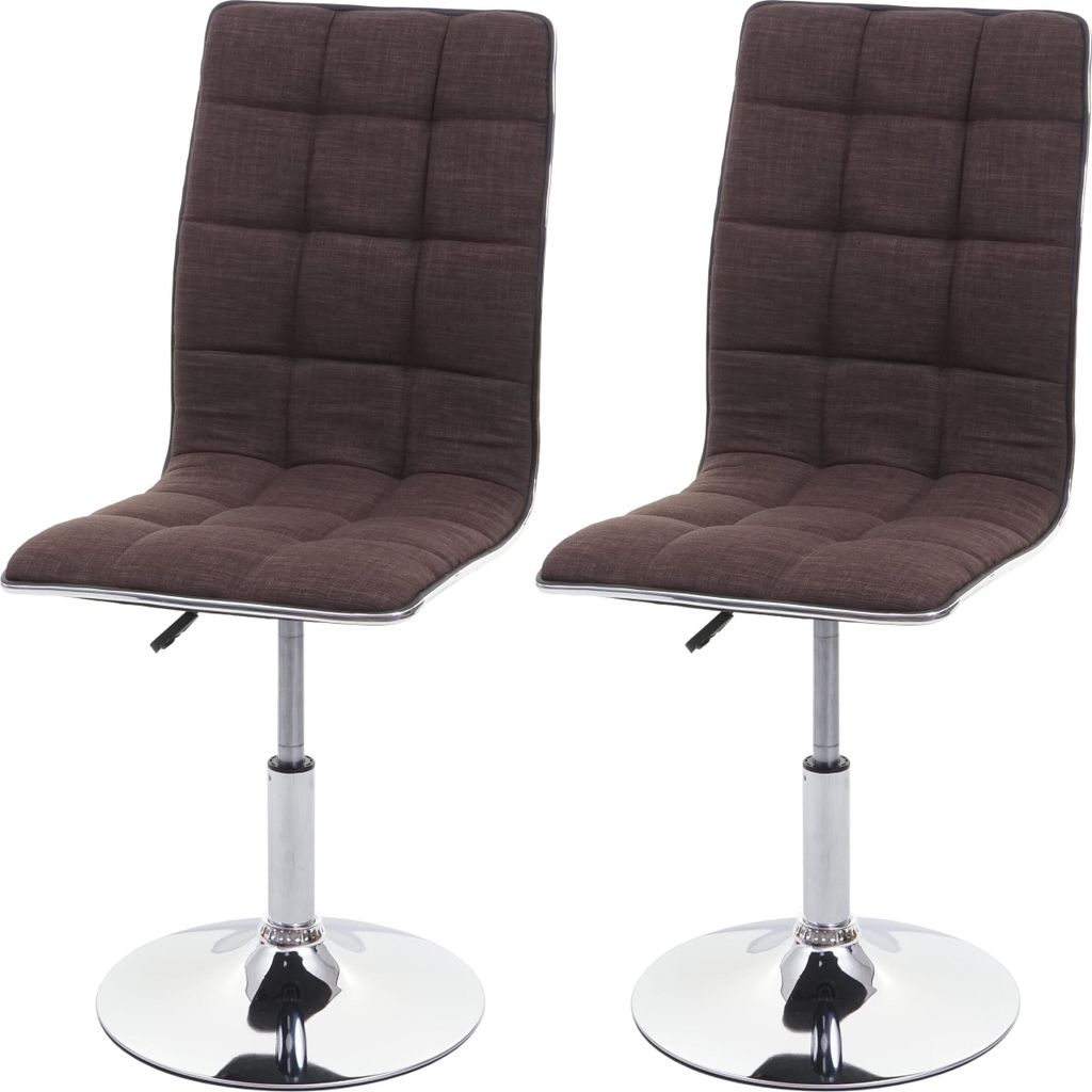 2er-Set Esszimmerstuhl MCW-C41, Stuhl Küchenstuhl, höhenverstellbar drehbar, Stoff/Textil MVG braun