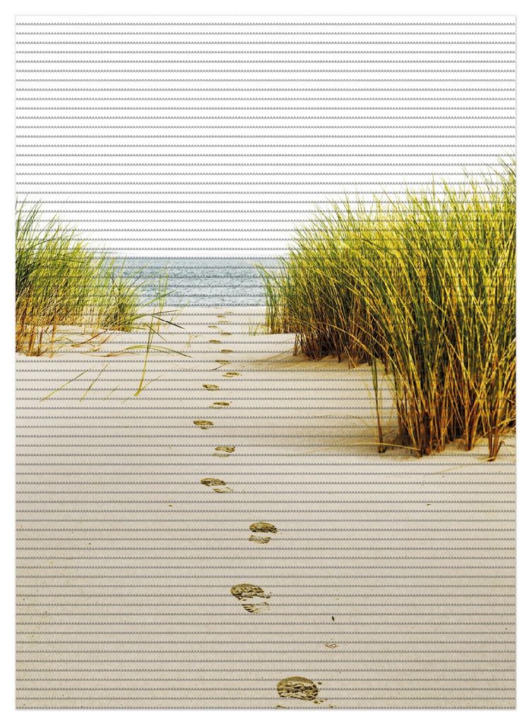 Wallario Duschmatte Antirutschmatte Badmatte Fußmatte Spuren im Sand- Fußspuren durch die Düne zum Meer, Größe ca. 90 x 65 cm
