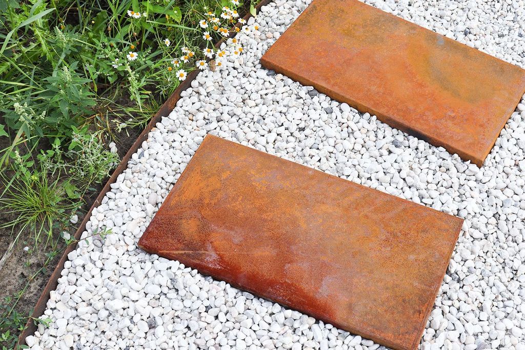 Piastra di calpestio in acciaio corten 30 x 60 cm - al Immagine del prodotto 