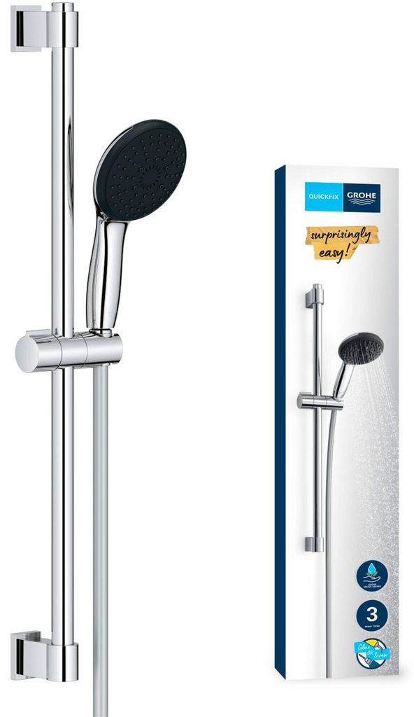 Grohe Vitalio Start - Brausegarnitur: Handbrause, Stange und Schlauch, 3 Strahlarten, Chrom