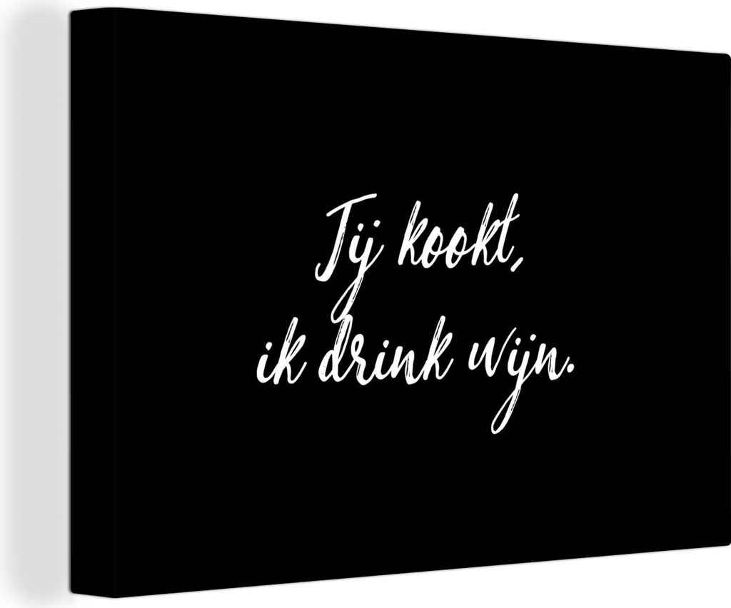 OneMillionCanvasses - Leinwandbilder - 140x90 cm, Sprichwörter - Du kochst, ich trinke Wein - Zitate - Wein - Kochen, Wandbilder Kunstdruck Wand...