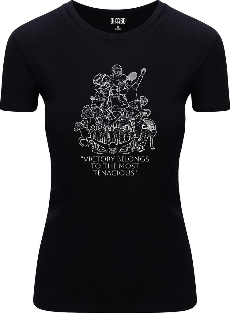 Diarbo Damen T-Shirt mit Sport Druck Die hartnäckigsten Spieler Schwarz Gr.L