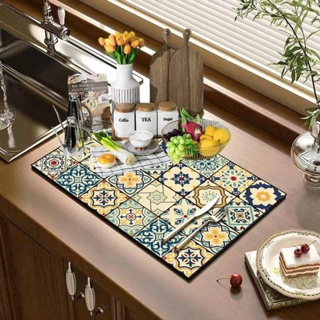 Tapis de cuisine absorbant pour machine à café et plan de travail - 30x40cm