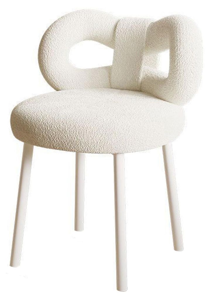 Schminkhocker mit Schleifenrückenlehne, Wohnzimmer, Schlafzimmer, Damen- und Mädchenzimmer, verstellbare Fußstützen, armloser Schminkstuhl, Bei...