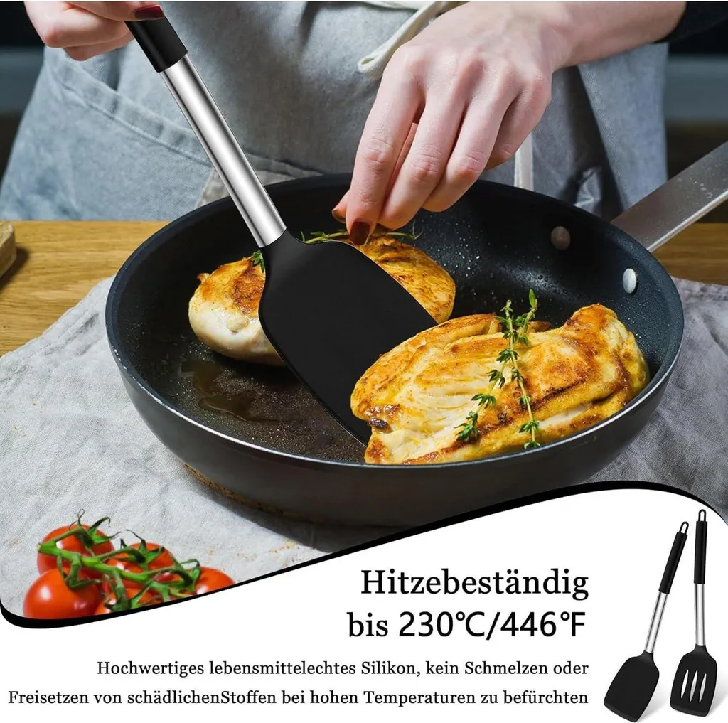 Set Spatole Professionali Homikit Silicone Nero e Acciaio Inossidabile - 6