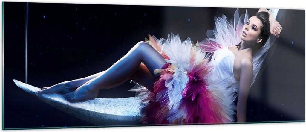 Bilder auf glas - Frau Geheimnis Kleid elegant - 140x50cm - Glasbilder - Wandbilder - Kunstdruck - zum Aufhängen bereit - Wanddekoration aus Glas ...
