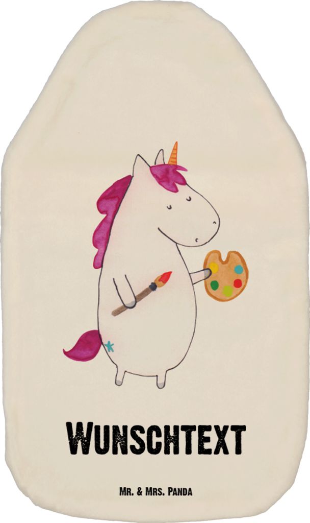 Mr. & Mrs. Panda Personalisierte Wärmflasche Einhorn Künstler - Weiß - Personalisierte Geschenke, Personalisiertes Körnerkissen, Unicorn, Pegas...