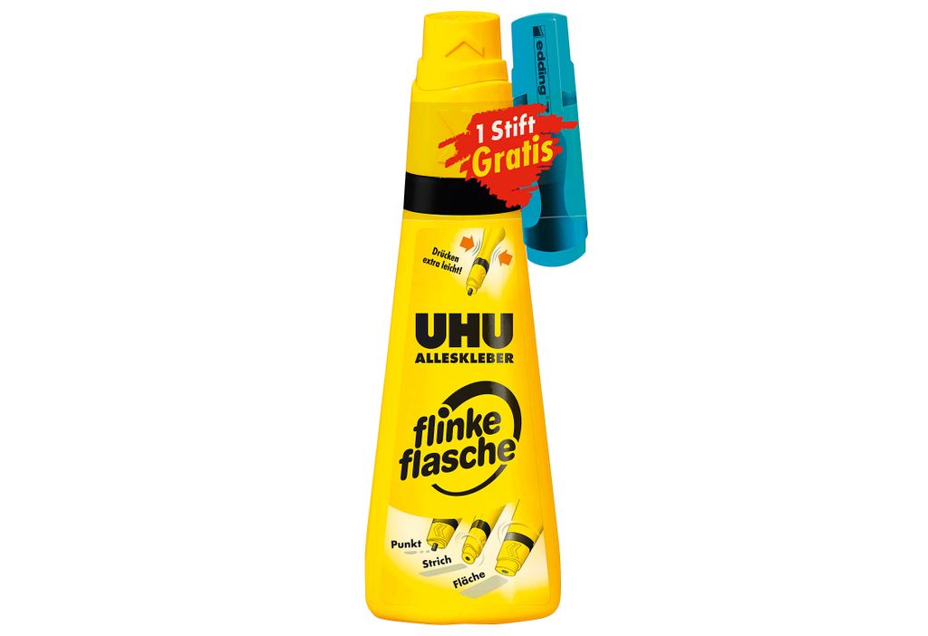 UHU Alleskleber FliFla nachfüllbar Flasche 90g m. Produktbild 
