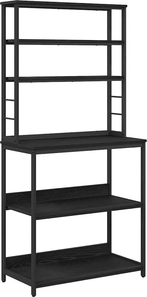 SYFAX™ Mensola da cucina Rovere Nero 80 x 40 x 168 cm