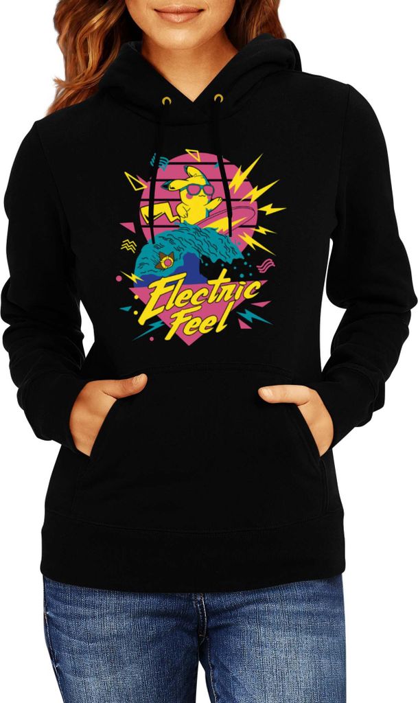 Damen Kapuzenpullover Japan Manga Anime Comics Pokemon 036, Lady 2XL / Schwarz