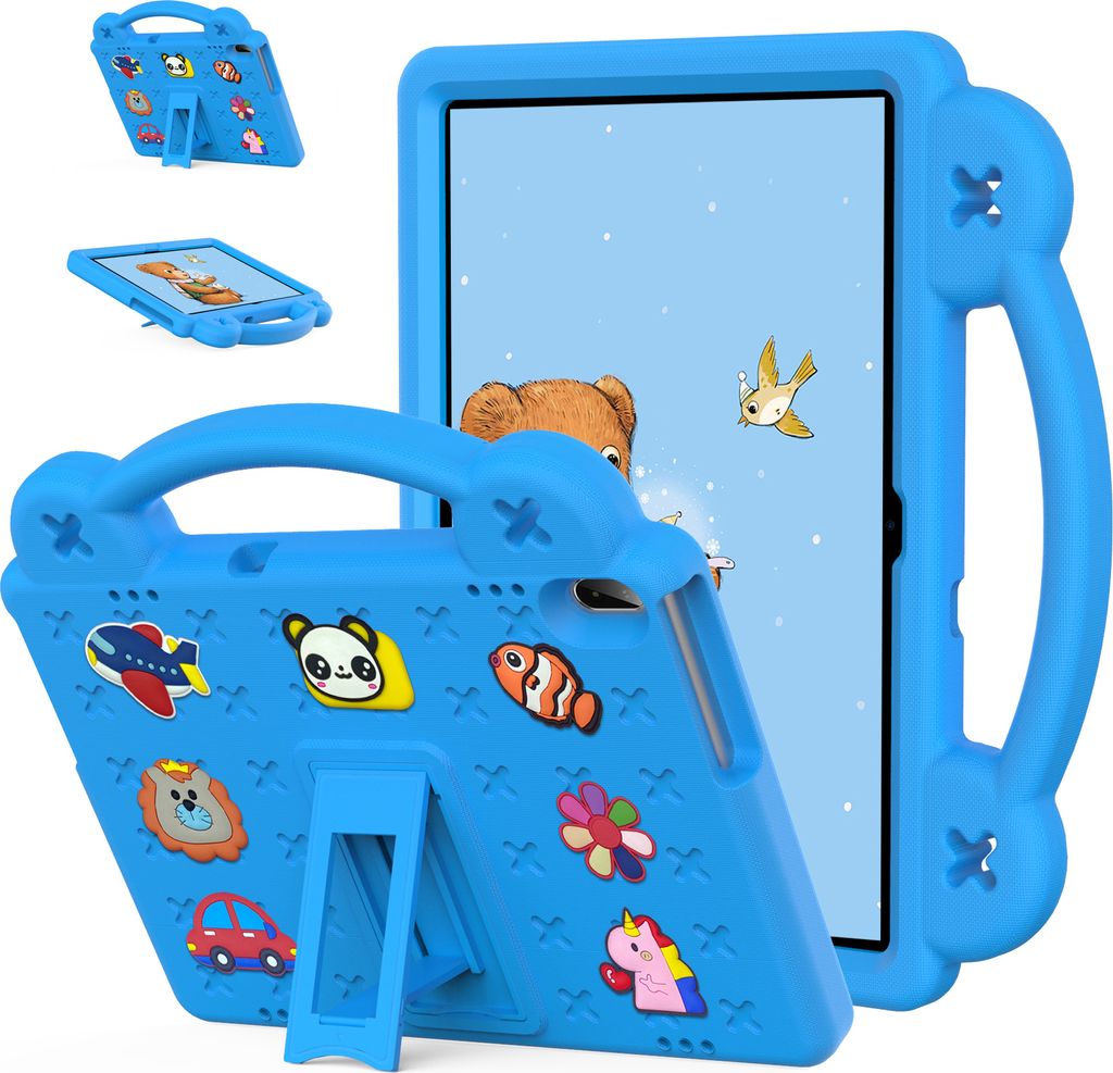 Schutzhülle für Lenovo Tab M10 TB-X505X/F/Smart Tab M10 TB-X605F/Tab P10 TB-X705F/L Niedliche Hülle für Kinder, Stoßfest mit Griff Ständer Blau