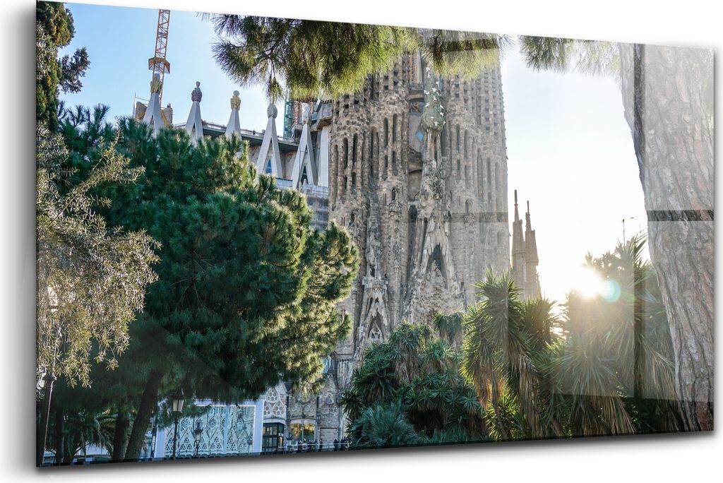120x60 - Wandmalerei auf Glas- Wanddekoration aus Glas - Park Sagrada Familia Barcelona