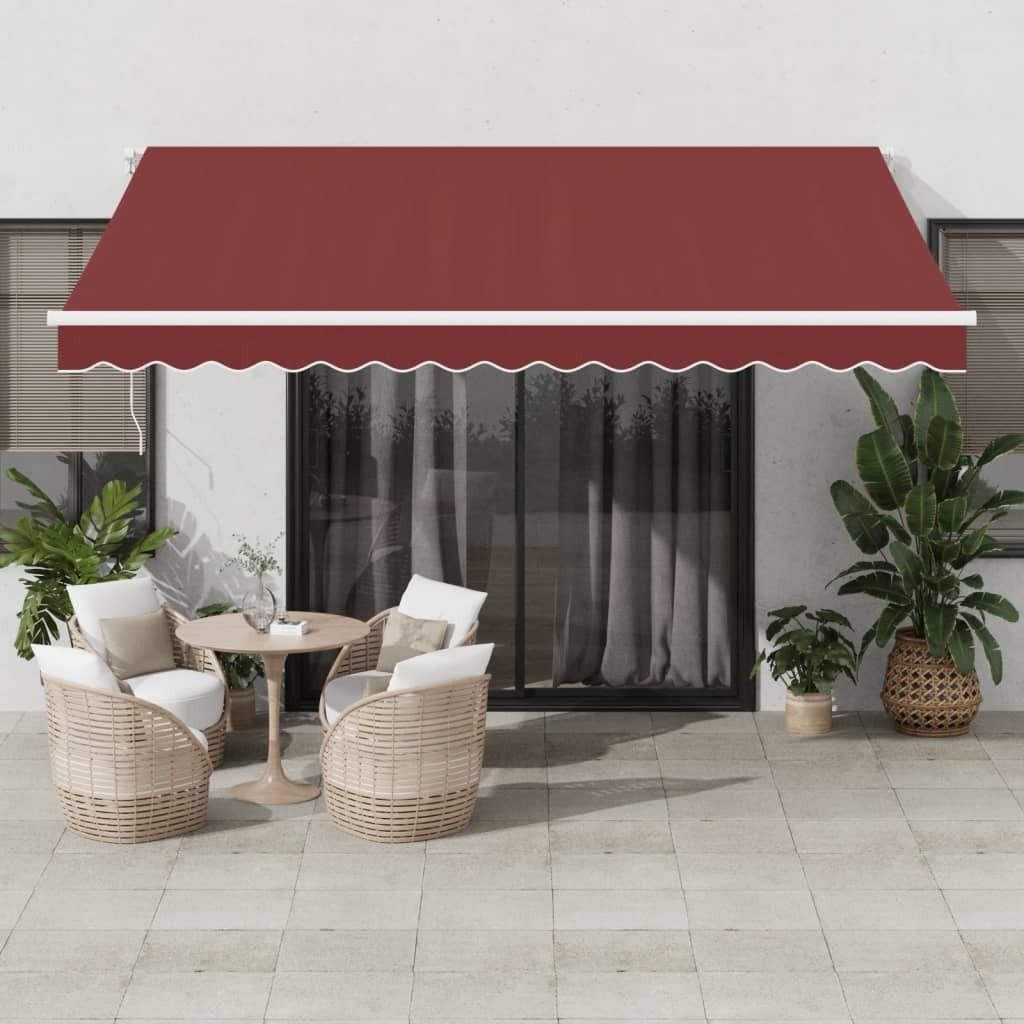 Schlichtes Markise Automatisch mit LED Weinrot 400x350 cm UV-beständig Markisen DE3682