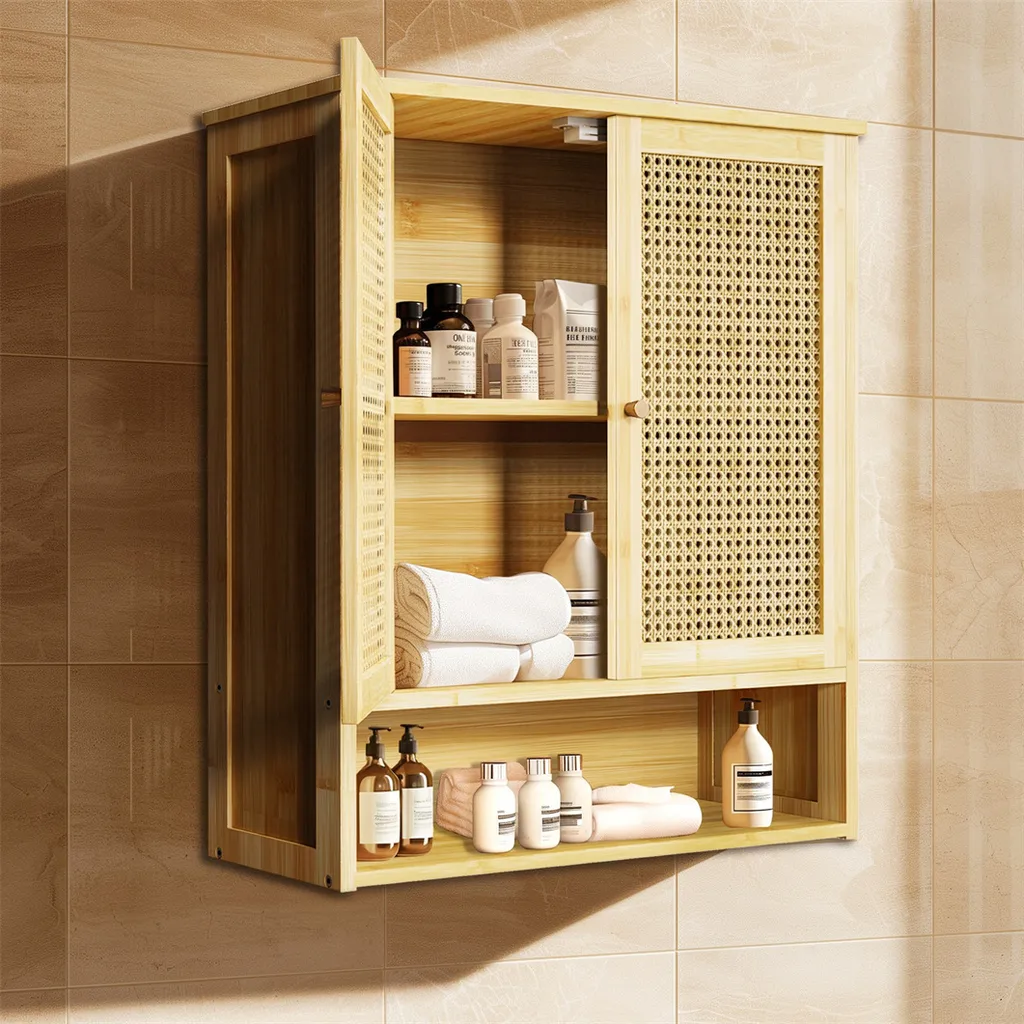 Armadietto Pensile Wisfor in Bambù: Mobile da Bagno Design Scandinavo