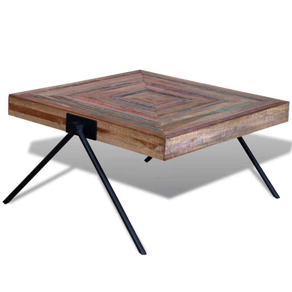 vidaXL Table basse pieds en V bois de teck recyclé massif 100x60 cm