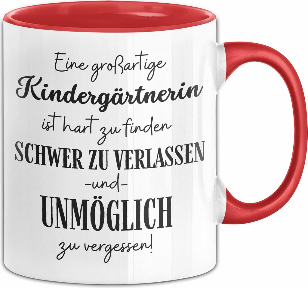 Kindergärtnerin Abschied Geschenk Tasse Abschiedsgeschenk für Kindergärtnerin Hart Zu Finden Schwer Zu Verlassen (Rot)
