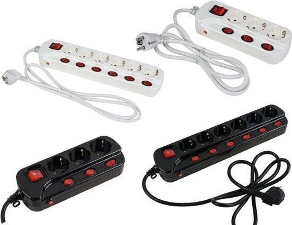 Heitronic 45190 Steckdose mit Schalter 3fach Weiß Geerdeter Stecker 1 Stück