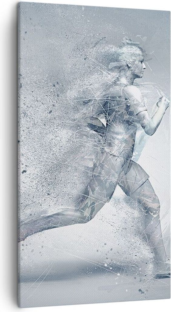 Bild auf Leinwand - Leinwandbild - Energie Abbildung Jogging Marathon - 45x80cm - Wand Bild - Wanddeko - Leinwanddruck - Bilder - Kunstdruck - Lein...