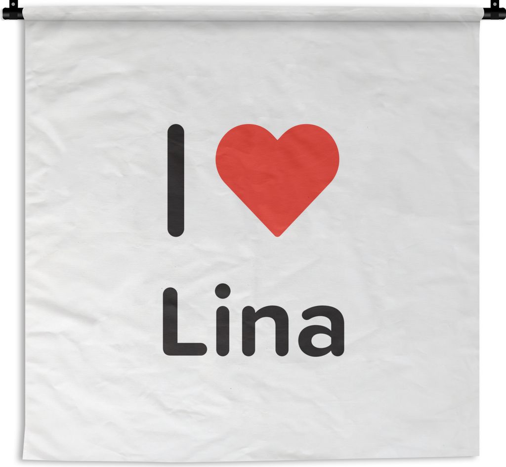 MuchoWow Wandteppich Wandbehang Ich liebe - Lina - Mädchen 150x150 cm Tapisserie Dekoration Wandtuch - Wohnaccessoires - Modernes