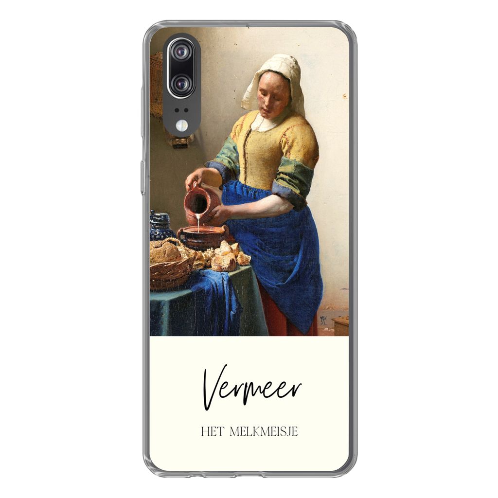 MuchoWow Handyhülle Schutzhülle Hülle für Huawei P20 Kunst - Milchmädchen - Vermeer Silikon Softcase Handy Hülle - Hardcover