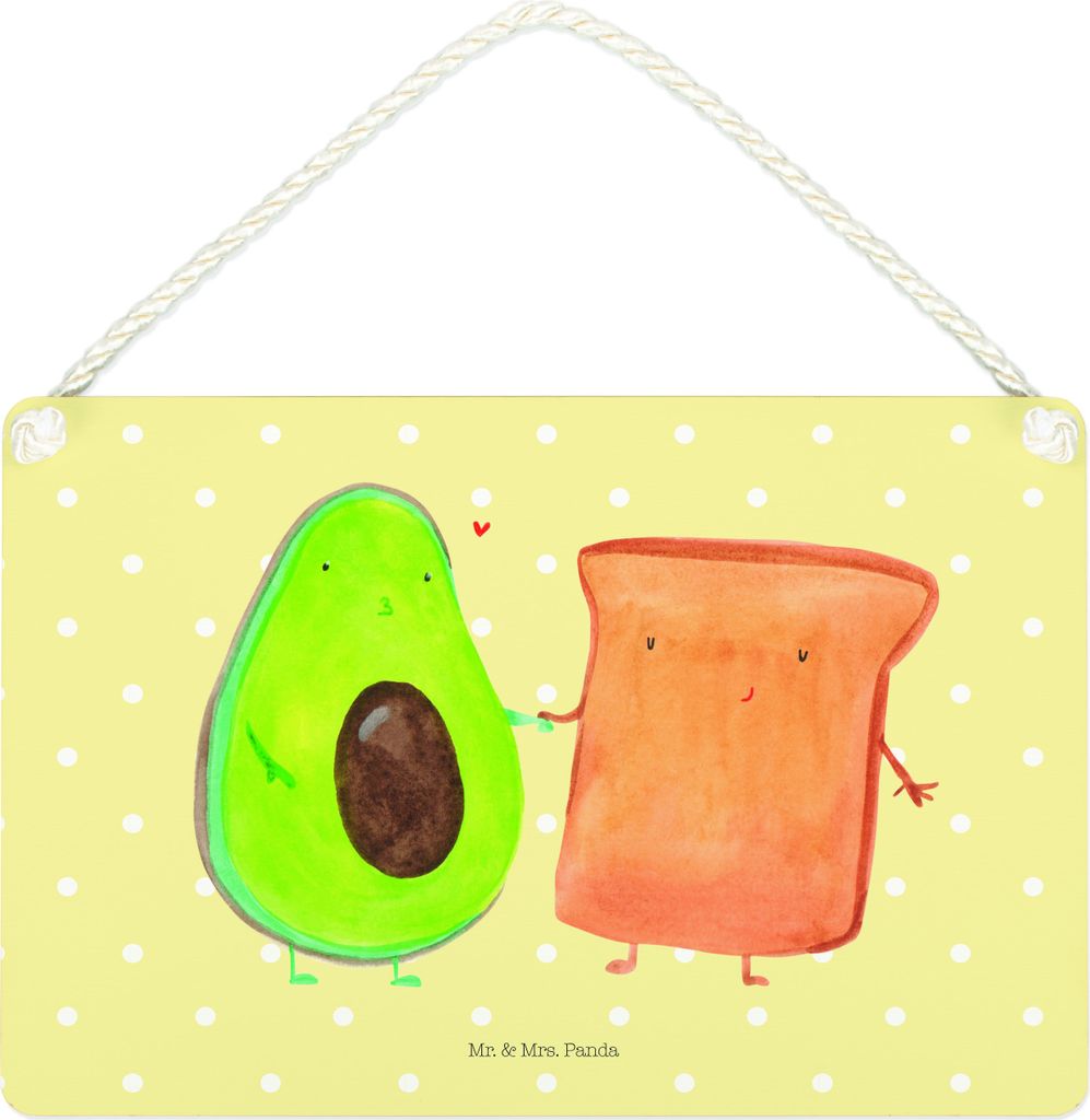 Mr. & Mrs. Panda Schild Avocado Toast DIN A4 - Gelb Pastell - Geschenk, Wandbild Holz, holzbild, Liebe, Hochzeit, Türschild, kleine aufmerksamkeit...