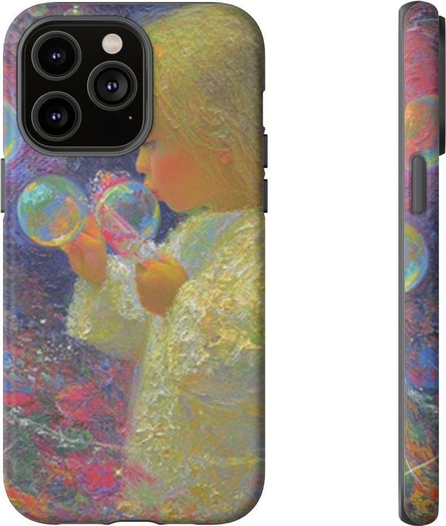Träumender Engel mit Seifenblasen und Blumen – Hülle Kompatibel mit iPhone 14 Pro Max