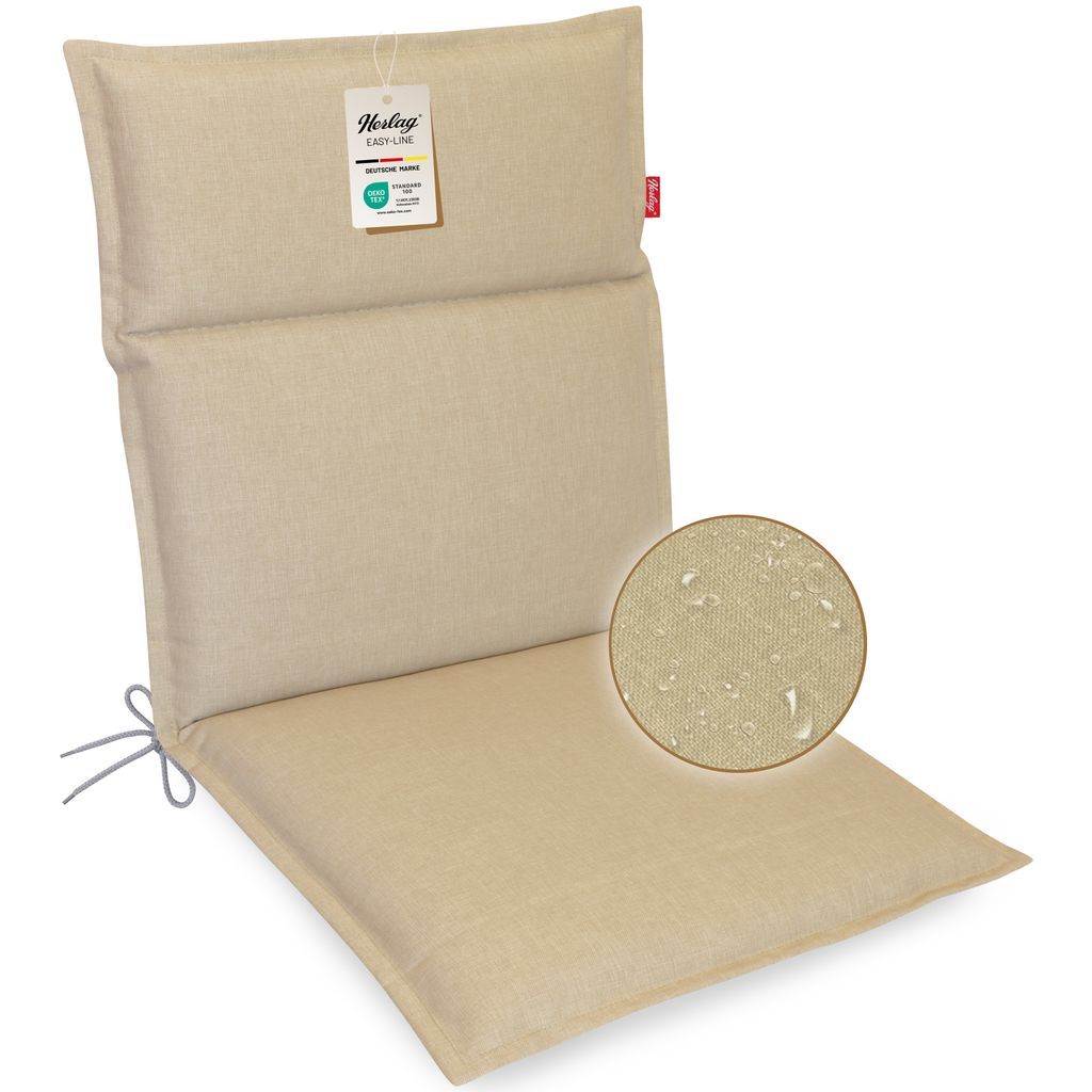 Herlag Niederlehner-Gartenstuhlauflage Bea 100x50x4,5cm Champagner Wasserabweisend Fleckschutz
