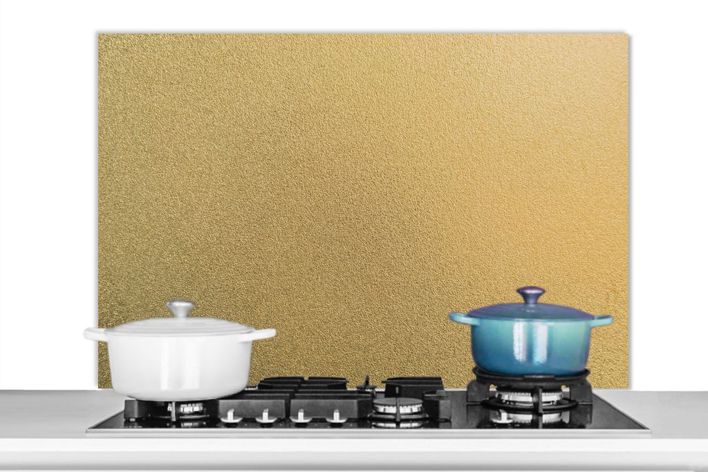 KitchenYeah Spritzschutz Küche - Küchenrückwand - Wandschutz für Herd und Spüle - Metall - Gold - Design - Struktur - Chic 100x65 - Alu-Dibo...
