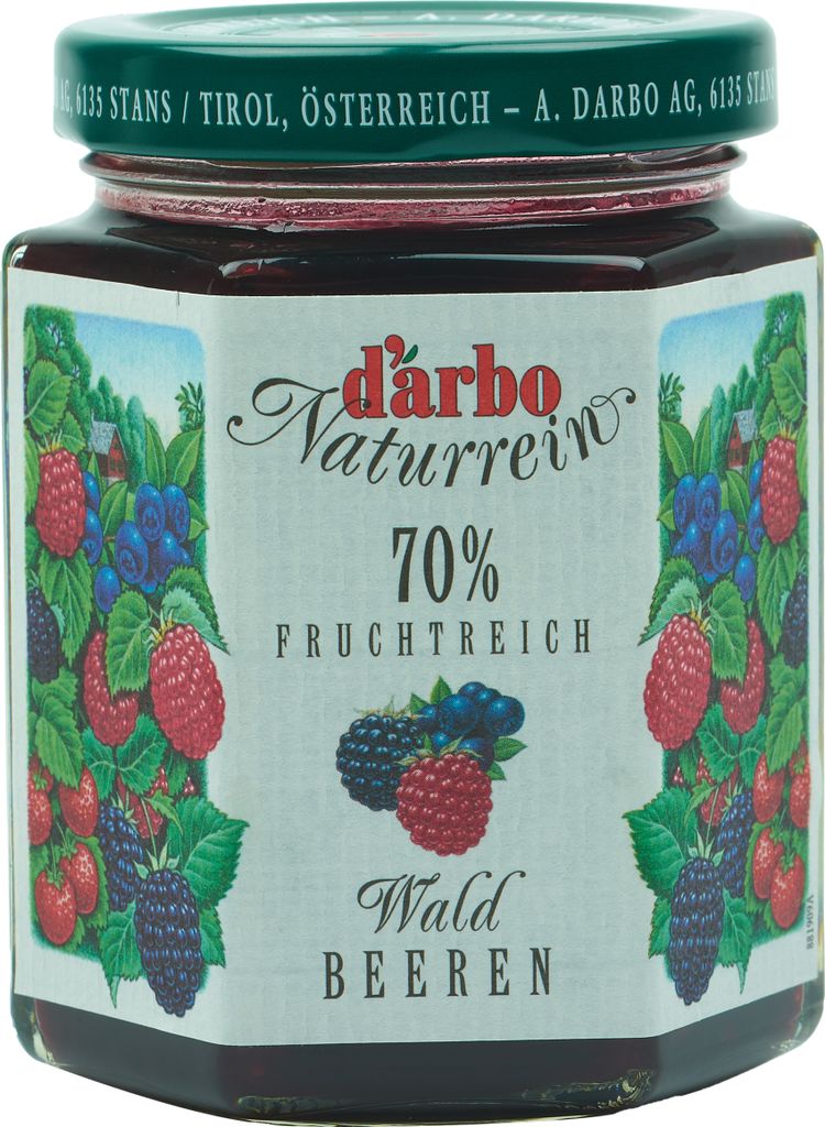 Food-United FRUCHTAUFSTRICH DARBO Waldbeeren 200g Glas Naturrein Waldbeere fruchtiger fruit spread perfekt für Brot und Brötchen Kuchen Torten Fr...