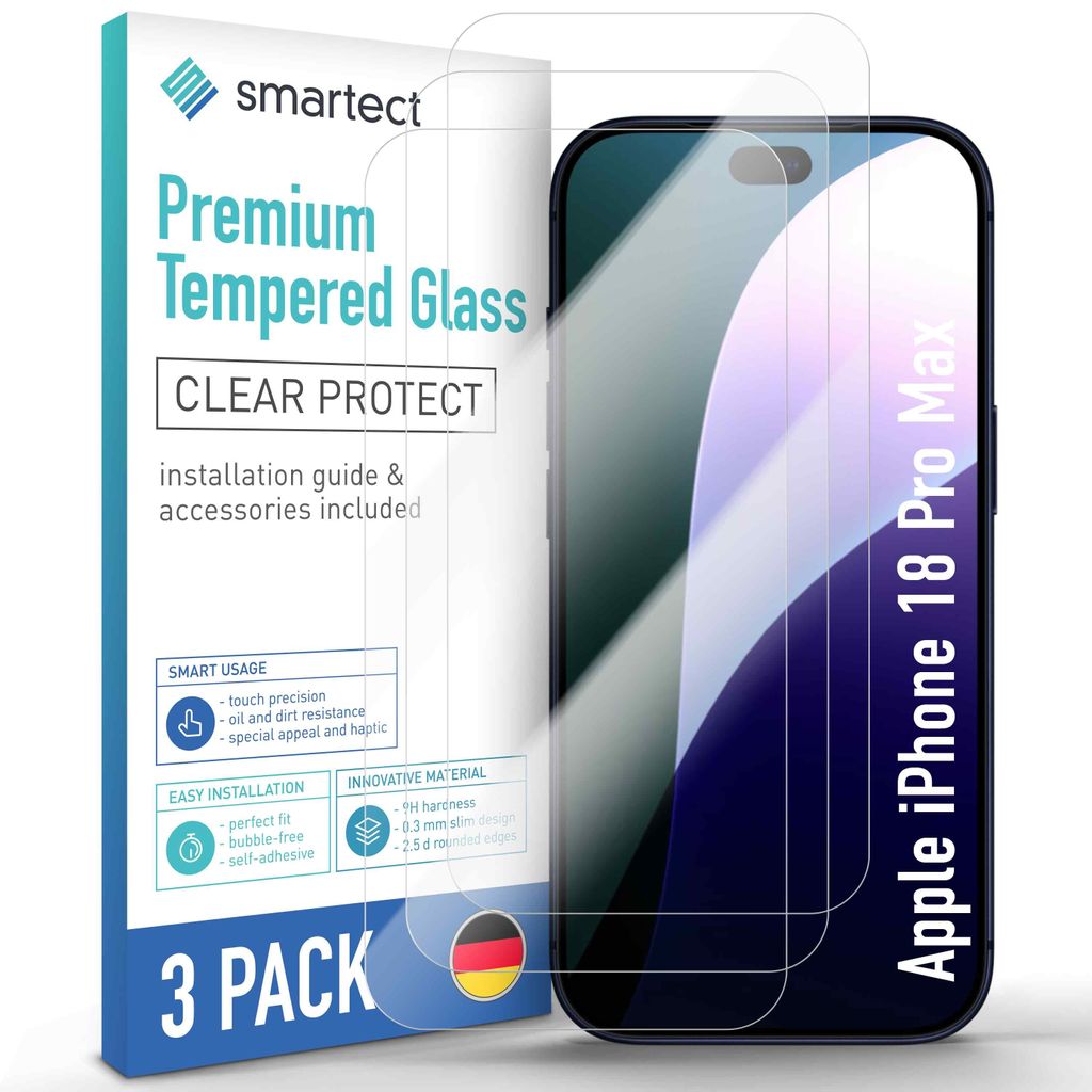 3x Schutzglas Panzerfolie Klar für Apple iPhone 18 Pro Max Produktbild 