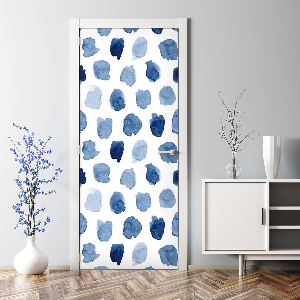 Dekorative selbstklebend Türtapete Türposter Türaufkleber Aufkleber Blaue Tintenpunkte 77 x 200 cm