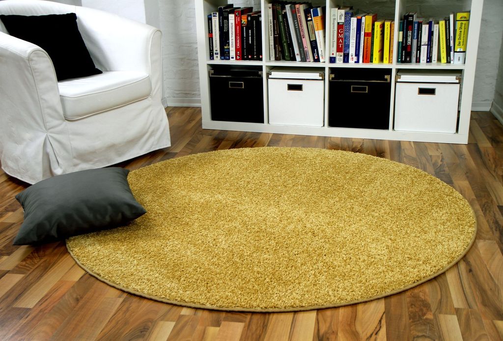 Hochflor Velours Teppich Mona Curry Rund, Größe:400 cm Rund