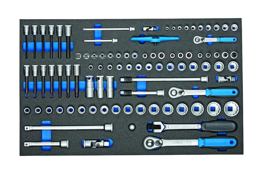 GEDORE 2005 CT4-U-20 Steckschlüssel-Satz 1/4"-3/8"-1/2" in Check-Tool-Modul, 91-teilig, 2016257
