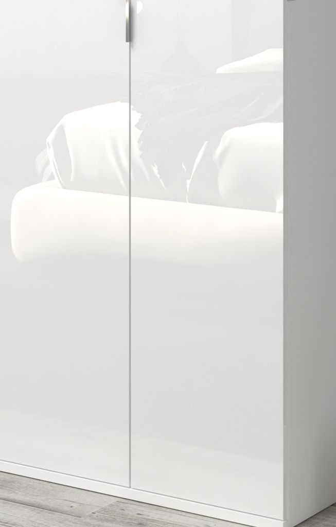 Garderobe mit Spiegel "SystemX" in weiß Hochglanz und Produktbild 