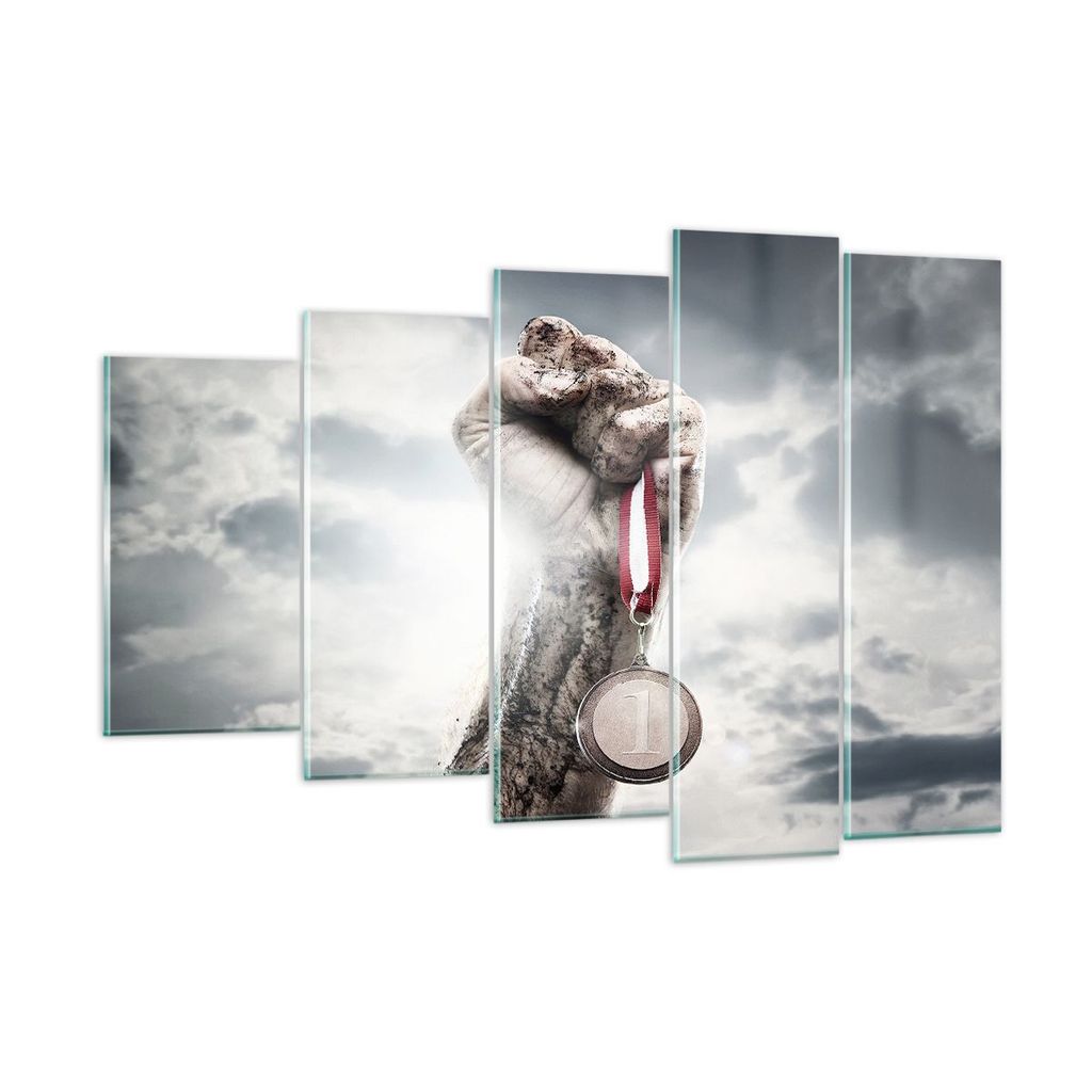 Bilder auf glas - Sport Medaille Sieg Trophäe - 150x100cm - Glasbilder - Wandbilder - Kunstdruck - zum Aufhängen bereit - Wanddekoration aus Glas...