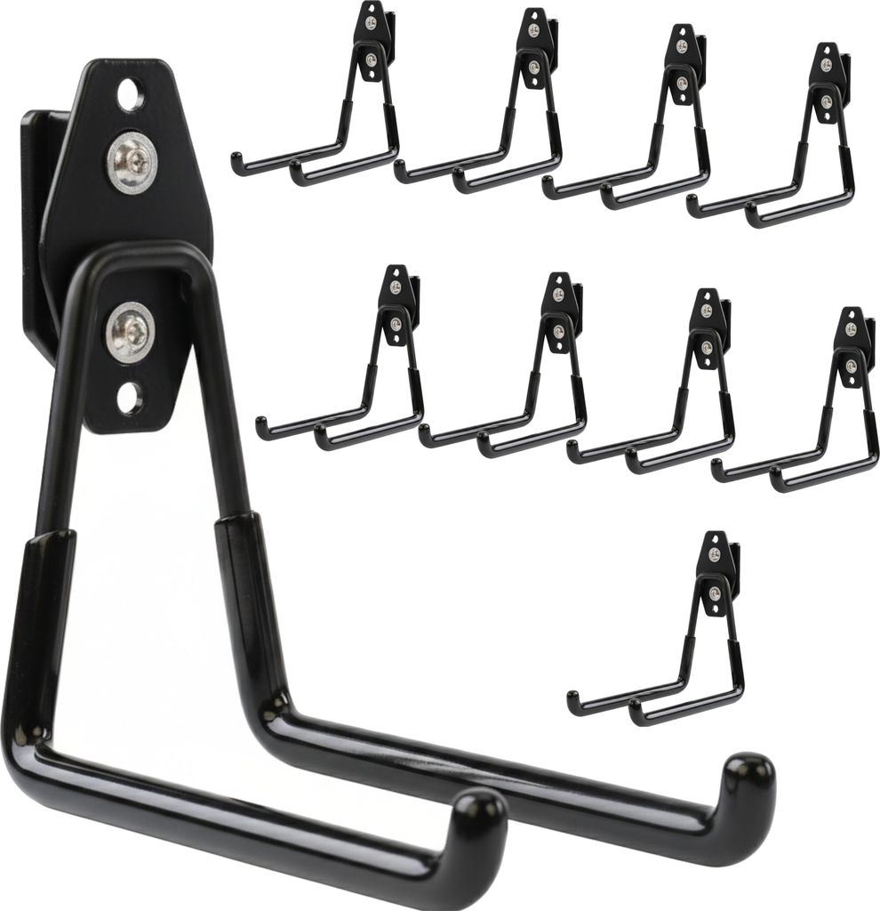 Set 10 Stck. Werkzeughaken von BOTLE für Qbrick Koffer-System für Elektrowerkzeuge, "Geradeförmig" 13cm, stabil mit PVC-Ummantelung, für Garage...