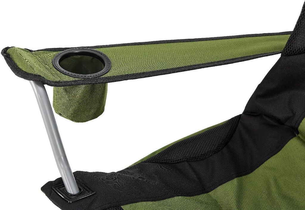 Juskys Campingstuhl Lido mit Getränkehalter & Tasche - Camping Klappstuhl gepolstert - Faltstuhl Angelstuhl Strandstuhl Chair - Stuhl Grün