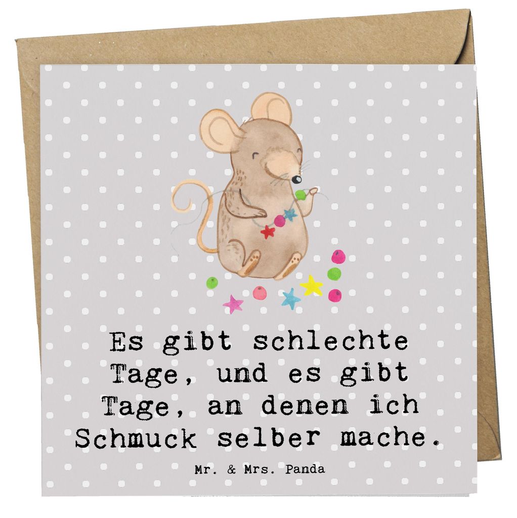 Mr. & Mrs. Panda Deluxe Karte Maus Schmuck selber machen - Grau Pastell - Geschenk, faltkarte, anlasskarte, doppelkarte, Basteln, DIY, Klappkarte, ...