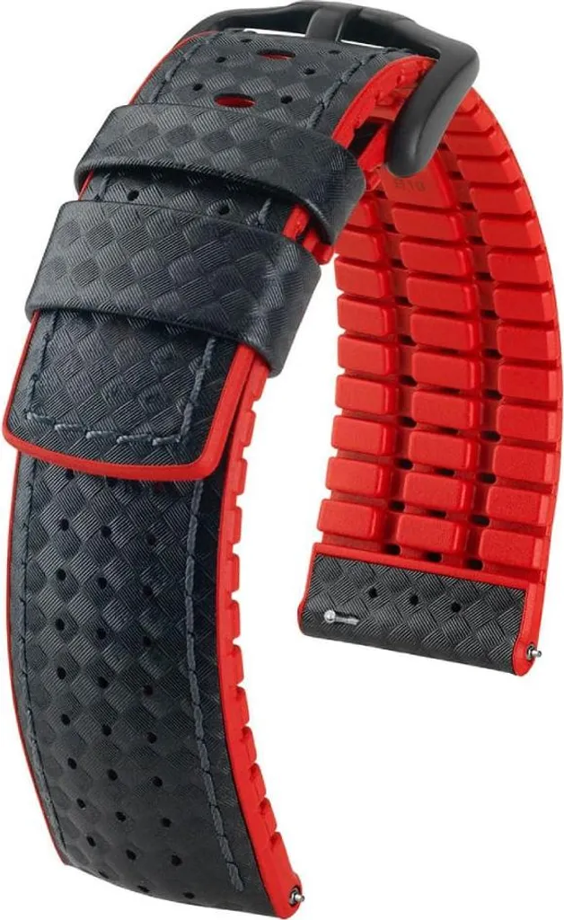 Hirsch Ayrton Bracelet 22 mm en Caoutchouc et Cuir High-Tech Bicolore