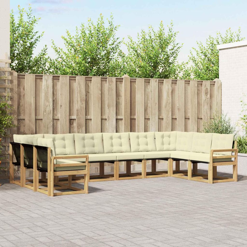 Möbel Outdoor-Sofagarnitur mit Kissen 10 pcs Weiß und CremeGartensofas - Gartensofas c3919