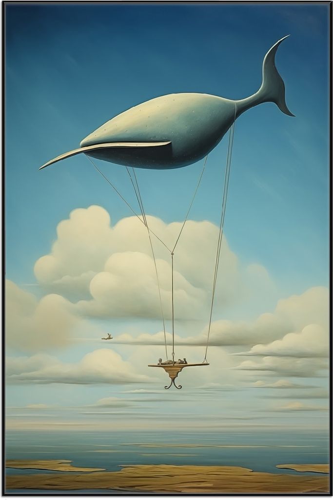 Wallario Wandbild Himmlische Segelfahrt, Größe: 61 x 91,50 cm, Poster mit schwarzem Aluminiumrahmen