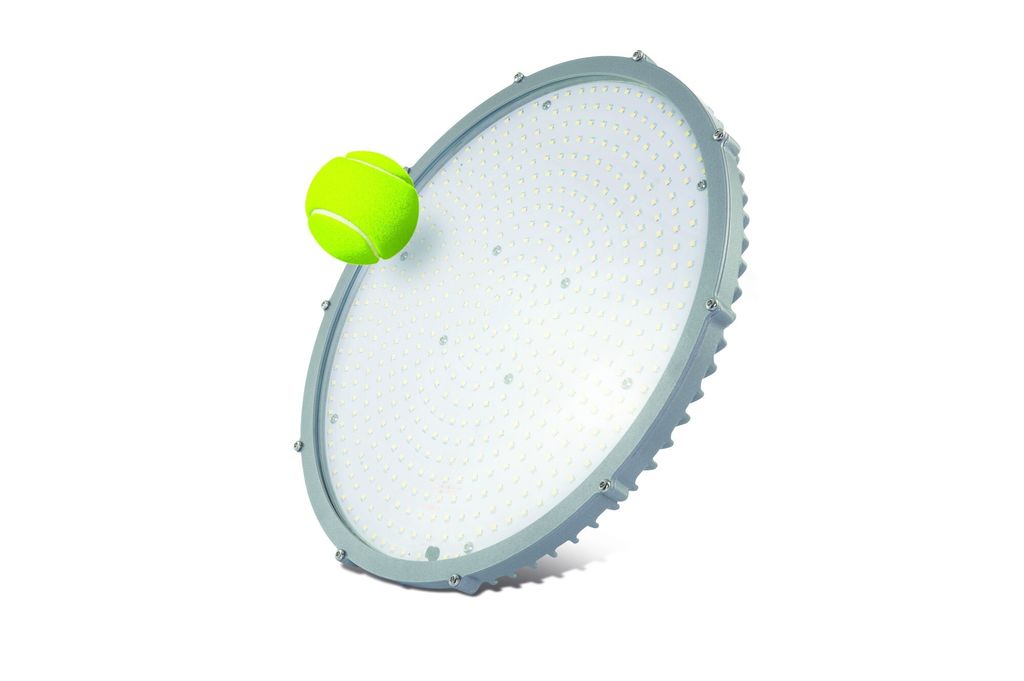DOTLUX LED-Hallenstrahler LIGHTSHOWERevo-ball 110W 5000K gefrostete Abdeckung ballwurfsicher dimmbar DALI Germany
