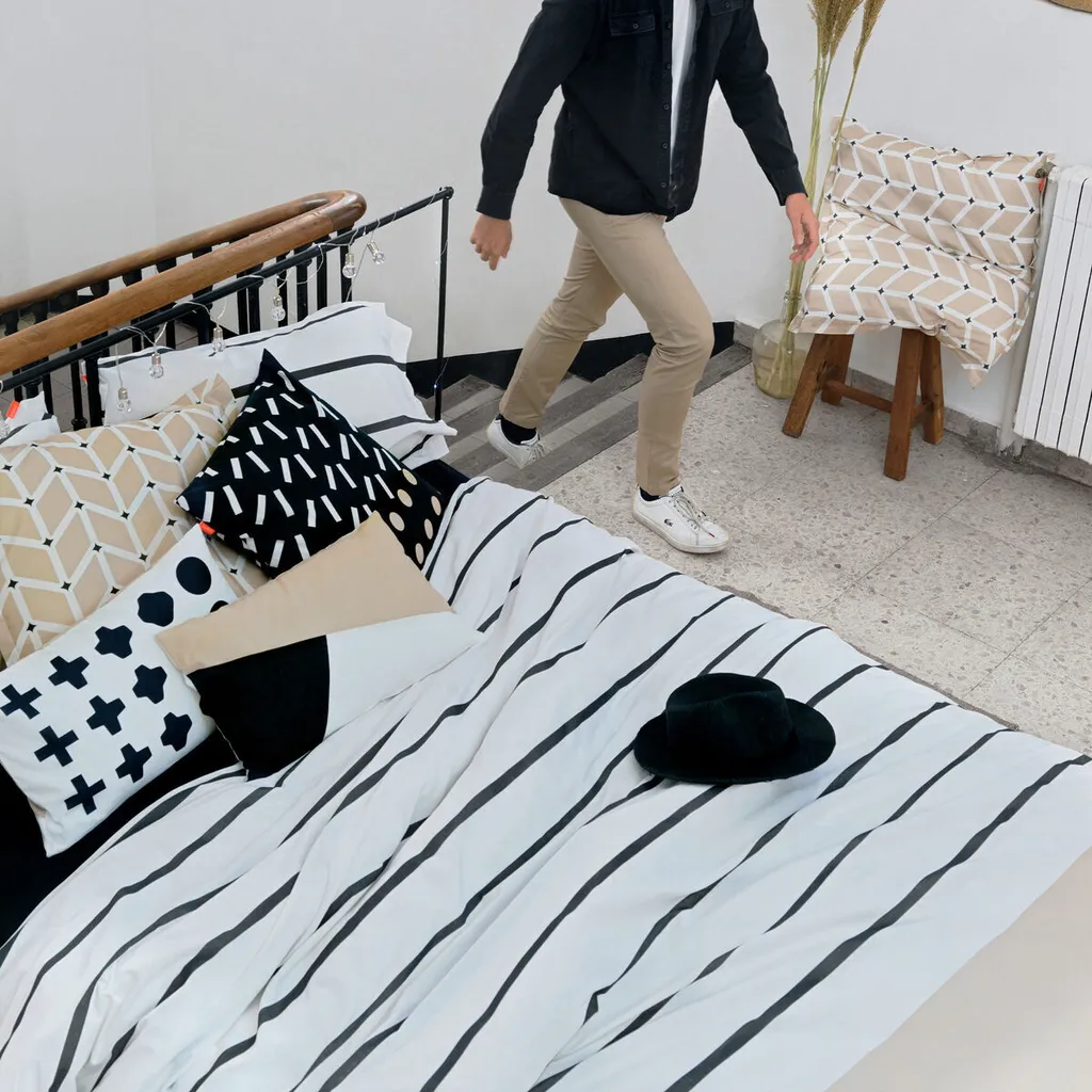 Housse de couette HappyFriday Blanc Blush sable Multicolore 140 x 200 cm