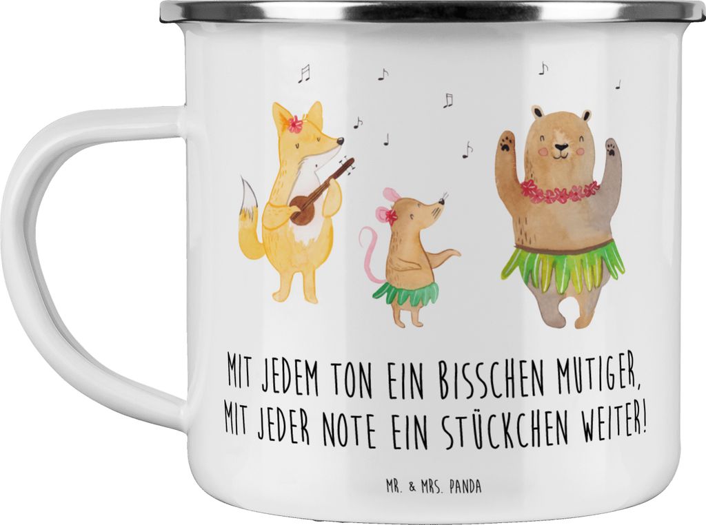 Mr. & Mrs. Panda Emaille Tasse Ein neues Musikinstrument lernen - Weiß - Geschenk, Abenteuer, Ausdauer, Stärke, Teetasse, Haferl, weiter, becher,...