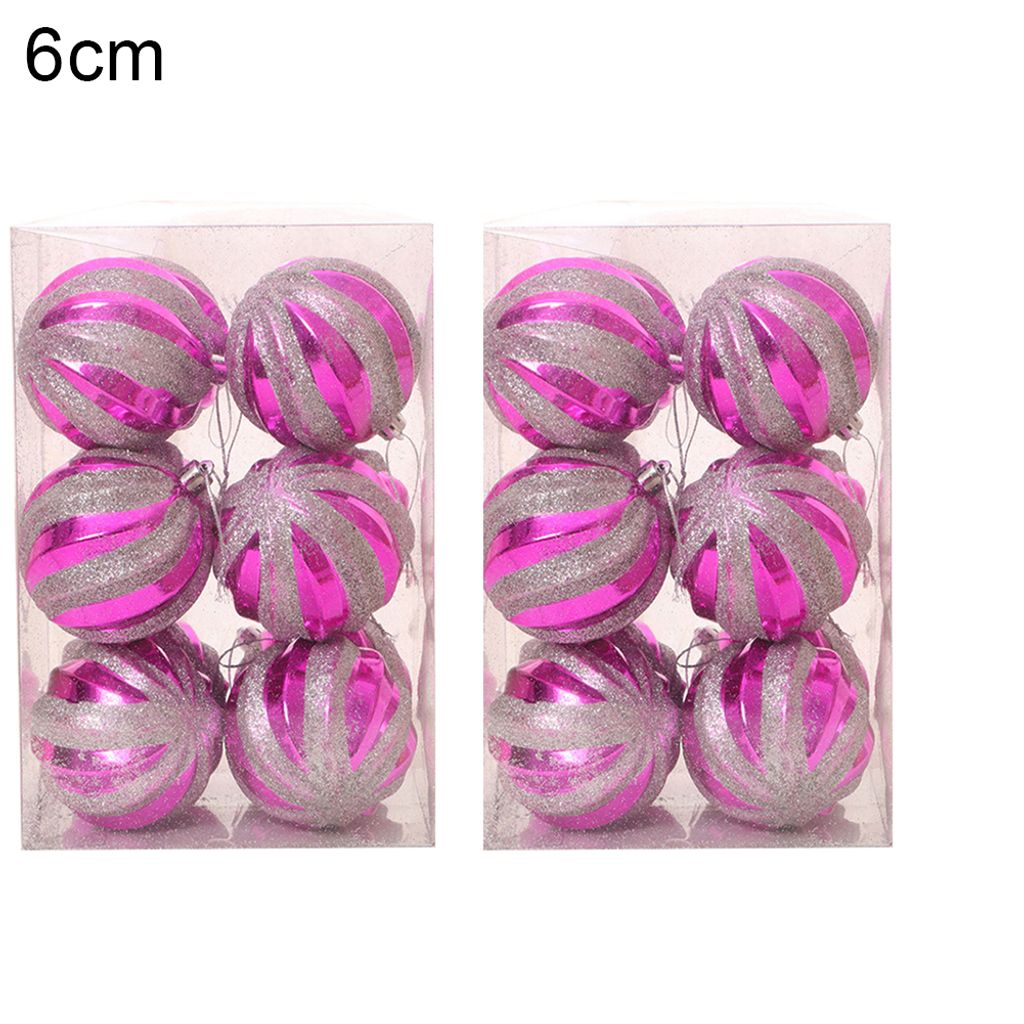 12pcs Weihnachten Baubles Ball Party Hochzeitsbaum Hängedekoration Dekoration-Rosenrot ,Größen:6cm