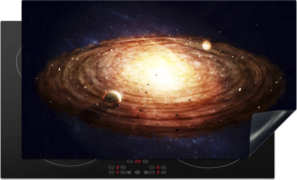 KitchenYeah Herdabdeckplatte Eine realistische Illustration des Sonnensystems , 91x52cm, Küche Deko, Ceranfeld Herdabdeckung, Abdeckplatte fùr ...