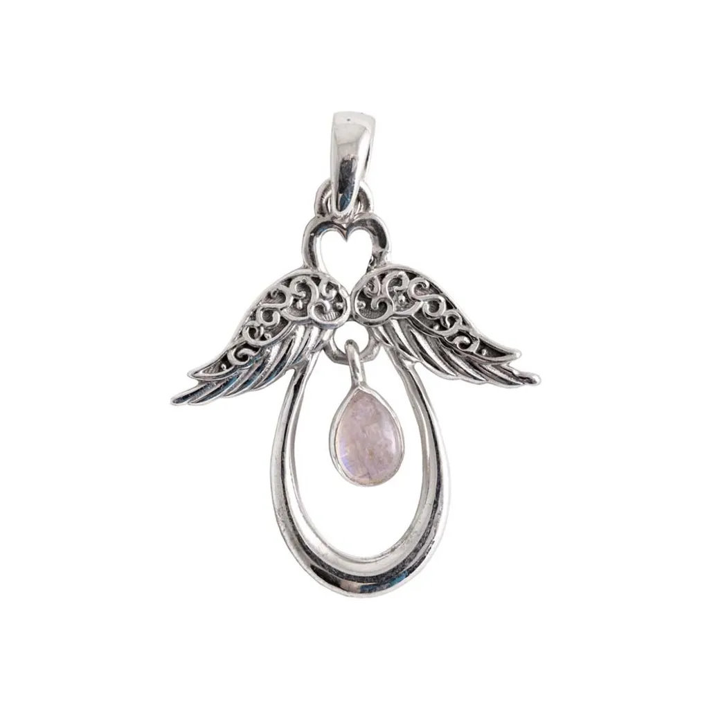 Pendentif ange du cœur en pierre de lune pour harmonie et sérénité