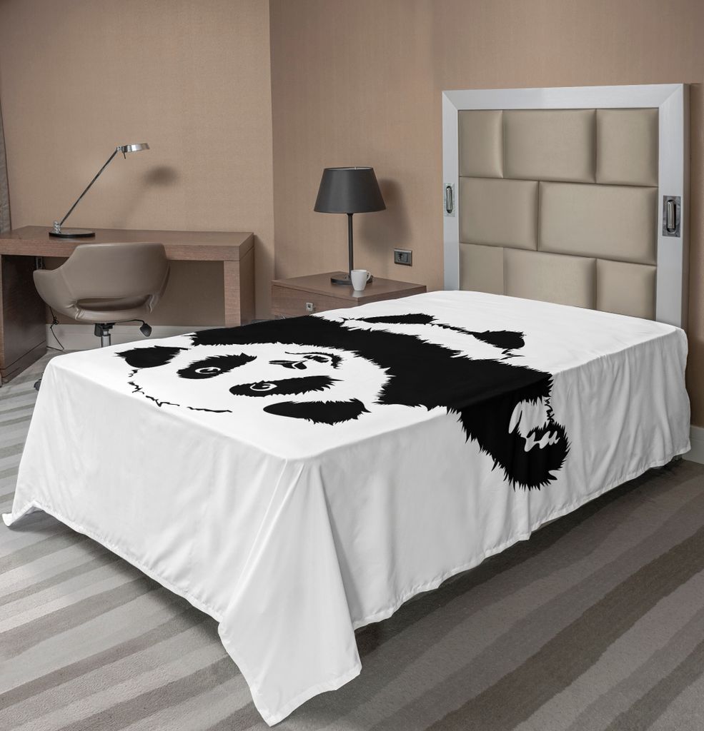 ABAKUHAUS Panda Bettlaken, Lustiger Panda Möchte Entzückenden Freundlichen Cartoon Illustrations Druck, weiches bequemes oberes Bettlaken für ei...