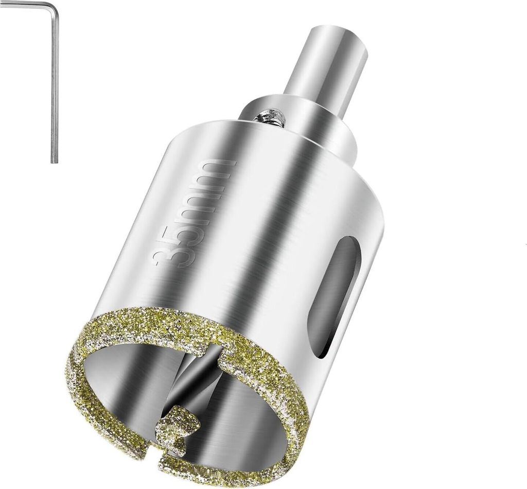 Lochsäge 35mm mit Zentrierbohrer, Diamantbohrer, Glasbohrer mit Diamant-Beschichtung Kohlenstoffstahl, Bohrkron Fliesenbohrer für Glas, Fliese, k...