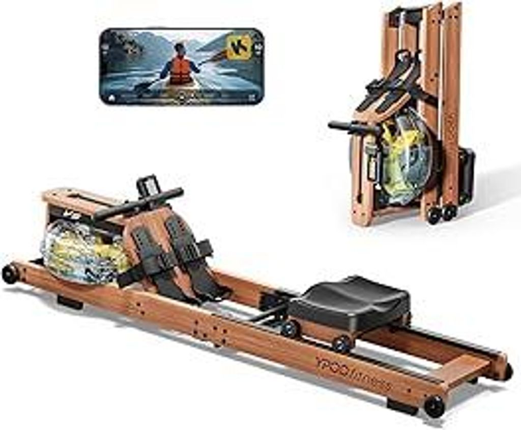 YPOO Rudergeräte, Magnetische Rudergeräte für Home Gym, 16 Stufen Widerstand Rudergerät Faltbar Leise mit Dual Slide Rail, 158.8 kg Klappbares ...